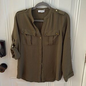 (5/$20) Calvin Klein Green Button Down
